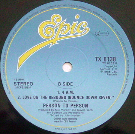 Person To Person - Love On The Rebound (Bounce Around Blend) | Epic (TX 6138) - 2 Person To Person - Love On The Rebound (Bounce Around Blend) | Epic (TX 6138) - 2