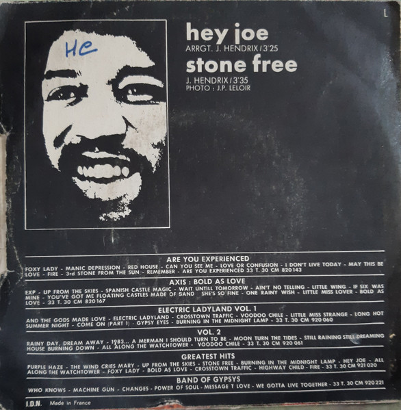 Jimi Hendrix - Hey Joe / Stone Free | Barclay (61.358) - 2