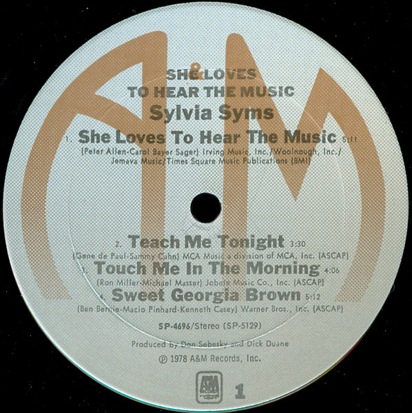 Sylvia Syms - She Loves To Hear The Music | A&M Records (SP-4696) - 3