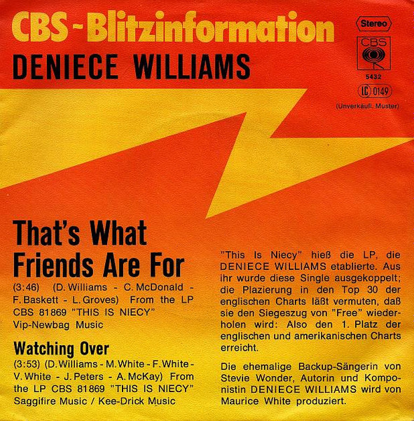 Deniece Williams - That's What Friends Are For | CBS (S 5432)