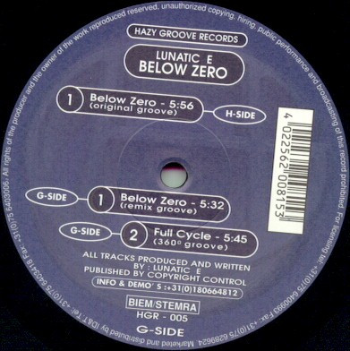 Lunatic E. - Below Zero | Hazy Groove Records (HGR - 005) - main Lunatic E. - Below Zero | Hazy Groove Records (HGR - 005) - main