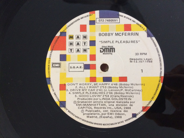 Bobby McFerrin - Simple Pleasures | EMI-Manhattan Records (072-74 8059 1) - 3 Bobby McFerrin - Simple Pleasures | EMI-Manhattan Records (072-74 8059 1) - 3