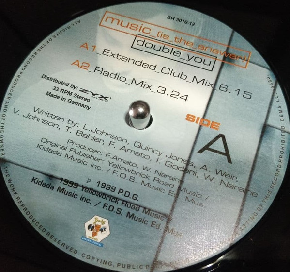 Double You - Music (Is The Answer) | Baby Records International (BR 3016-12) - 3 Double You - Music (Is The Answer) | Baby Records International (BR 3016-12) - 3