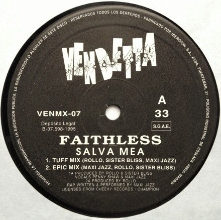 Faithless - Salva Mea (Save Me) | Vendetta Records (VENMX 07) - 3 Faithless - Salva Mea (Save Me) | Vendetta Records (VENMX 07) - 3