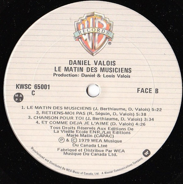 Daniel Valois - Le Matin Des Musiciens | Warner Bros. Records (KWSC 65001) - 4