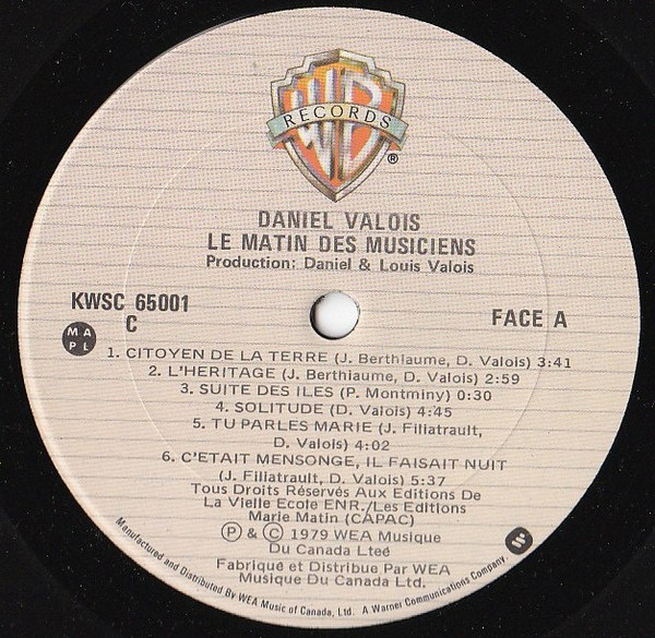 Daniel Valois - Le Matin Des Musiciens | Warner Bros. Records (KWSC 65001) - 3