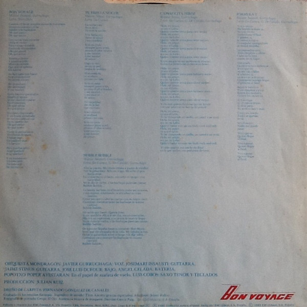 Orquesta Mondragón - Bon Voyage | EMI (10C 064-021.725) - 3