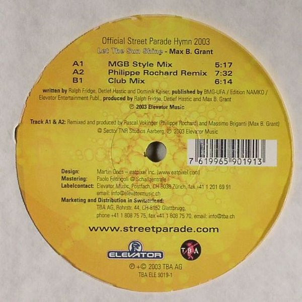 Max B. Grant - Let The Sun Shine (Official Streetparade Hymn 2003) | Elevator Music (TBA ELE 9019-1) - 2