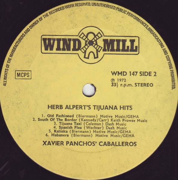 Xavier Panchos & Caballeros - Herb Alpert's Tijuana Hits | Windmill (WMD 147) - 4