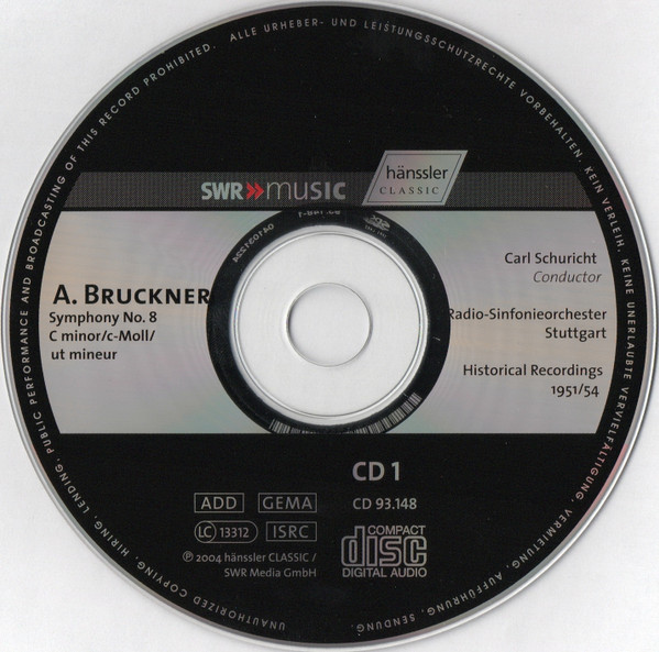 Carl Schuricht , Radio-Sinfonieorchester Stuttgart , Anton Bruckner - Bruckner -Symphony No. 8, Symphony No. 9 | Hänssler Classic (CD 93.148) - 3