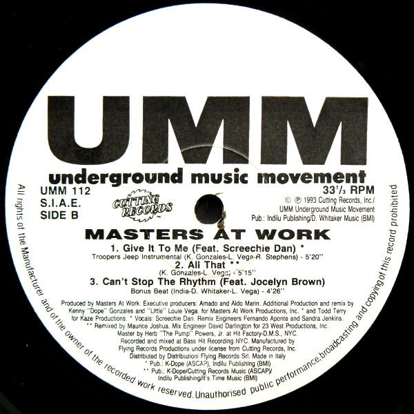 Masters At Work - Can't Stop The Rhythm | UMM (UMM 112) - 2
