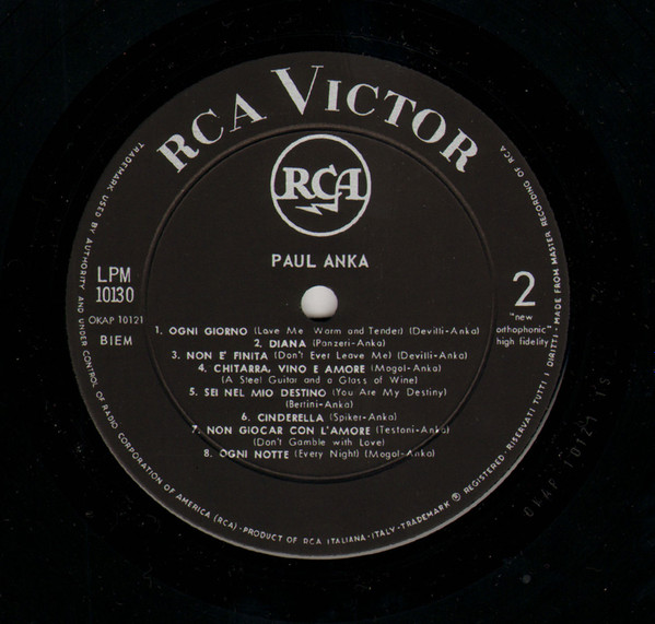 Paul Anka - Italiano | RCA Victor (LPM 10130) - 4 Paul Anka - Italiano | RCA Victor (LPM 10130) - 4