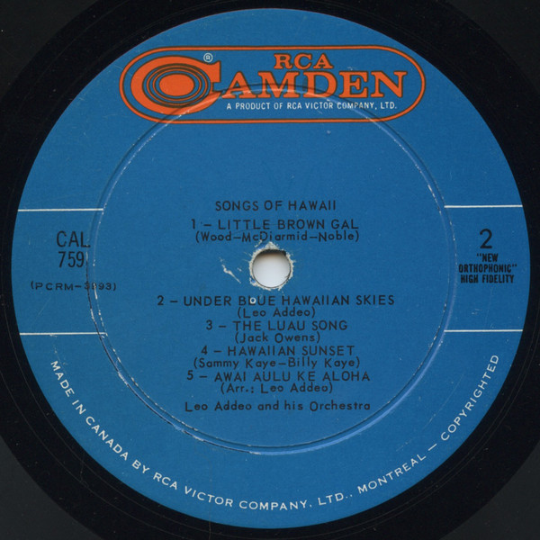 Leo Addeo And His Orchestra - Songs Of Hawaii [Vinyl] | RCA Camden (CAL-759) - 4