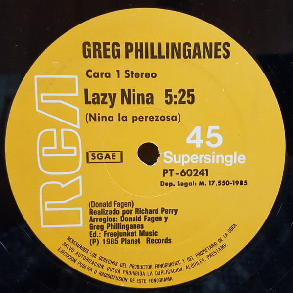 Greg Phillinganes - Lazy Nina | RCA (PT-60241) - 2