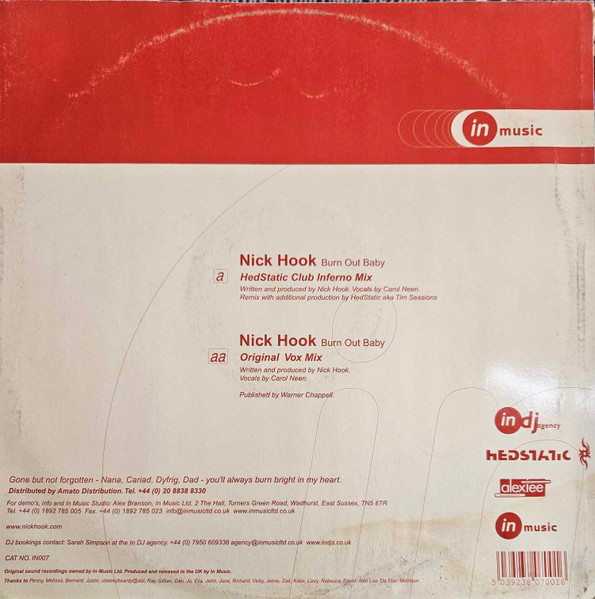 Nick Hook - Burn Out Baby | In Music Ltd (IN007) - 2 Nick Hook - Burn Out Baby | In Music Ltd (IN007) - 2