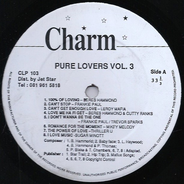 Various - Pure Lovers Volume 3 | Charm (CLP 103) - 2