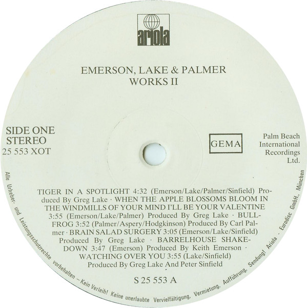 Emerson, Lake & Palmer - Works (Volume 2) | Ariola (25 553 XOT) - 4 Emerson, Lake & Palmer - Works (Volume 2) | Ariola (25 553 XOT) - 4