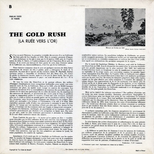 Logan English - Songs Of The Gold Rush (La Ruée Vers L'or) | Le Chant Du Monde (FWX-M-55255) - 2