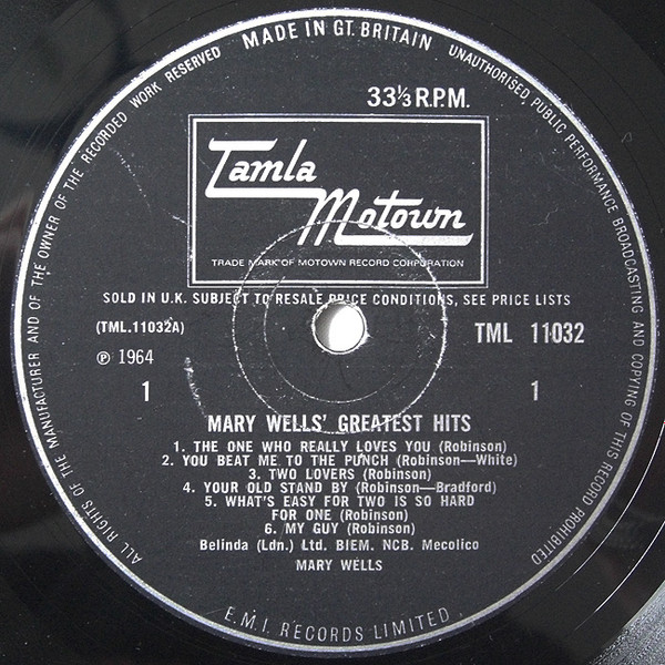 Mary Wells - Greatest Hits | Tamla Motown (TML 11032) - 3 Mary Wells - Greatest Hits | Tamla Motown (TML 11032) - 3