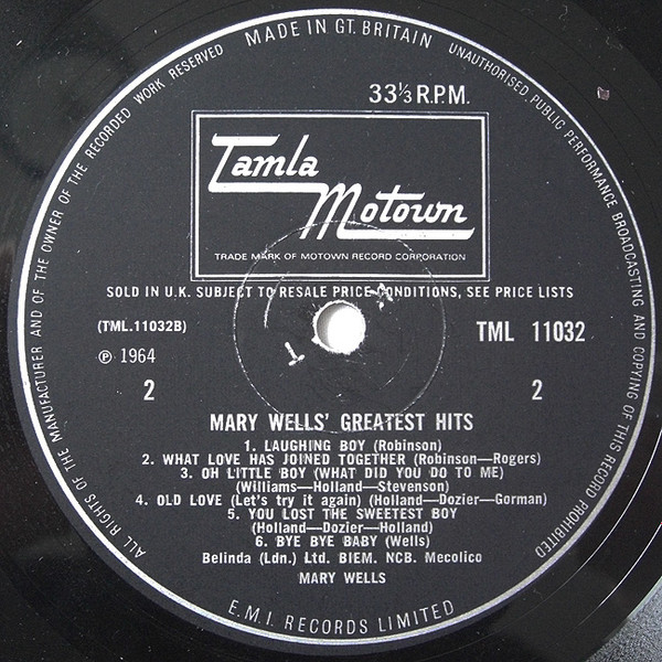 Mary Wells - Greatest Hits | Tamla Motown (TML 11032) - 4 Mary Wells - Greatest Hits | Tamla Motown (TML 11032) - 4