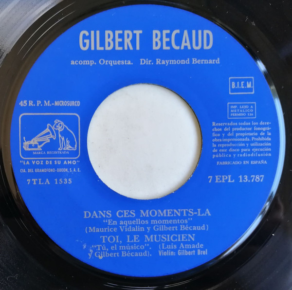 Gilbert Bécaud - Et Maintenant | La Voz De Su Amo (7EPL 13.787) - 4