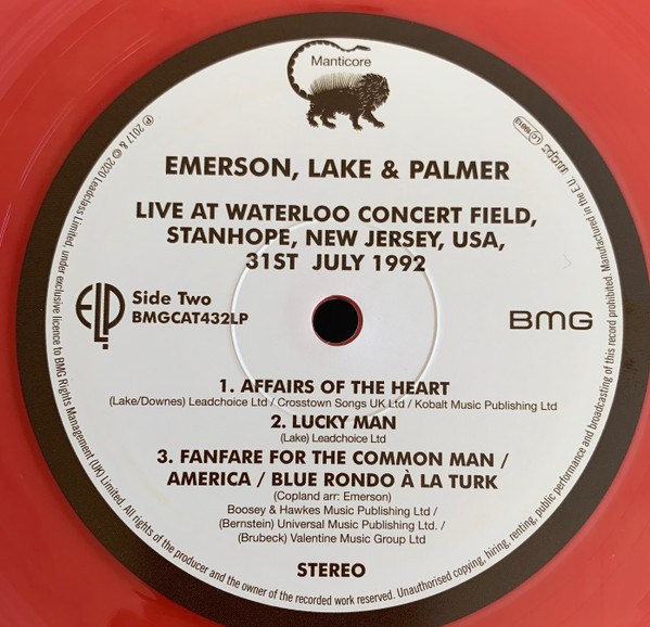 Emerson, Lake & Palmer - Live At Waterloo Concert Field Stanhope NJ USA 31st July 1992 | Manticore (BMGCAT432LP) - 4