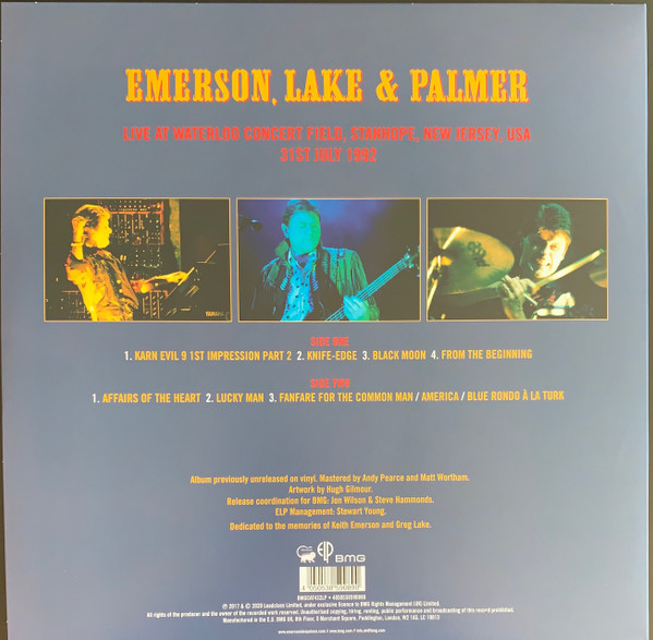 Emerson, Lake & Palmer - Live At Waterloo Concert Field Stanhope NJ USA 31st July 1992 | Manticore (BMGCAT432LP) - 2