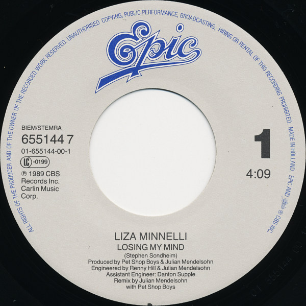 Liza Minnelli - Losing My Mind | Epic (655144 7) - 3 Liza Minnelli - Losing My Mind | Epic (655144 7) - 3