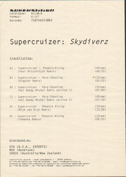 Supercruizer - Skydiverz (The Mixes) | Superstition (Superstition 2130-6) - 2