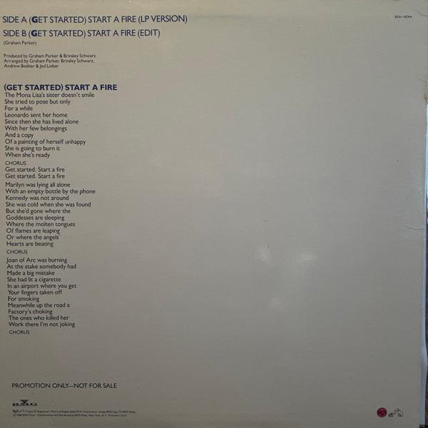 Graham Parker - (Get Started) Start A Fire | RCA (8336-1-RDAB) - 2