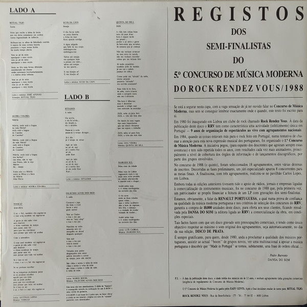 Various - Registos - 5º Concurso de Música Moderna Portuguesa | Dansa Do Som (89DSLP01) - 2