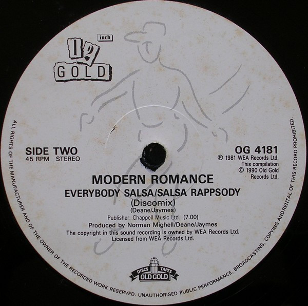 Modern Romance - Best Years Of Our Lives Part I and II (Midnight Mix By Richie Rivera) / Everybody Salsa / Salsa Rappsody (Discomix) | Old Gold (OG 4181) - 3