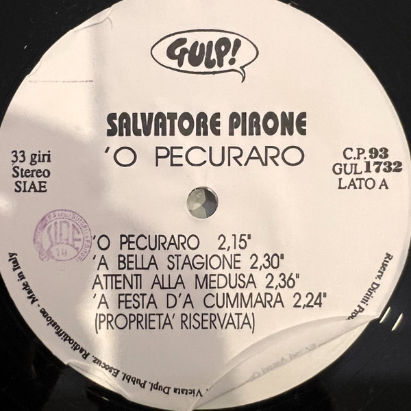 Salvatore Pirone - 'O Pecuraro | Gulp! (GUL 1732)