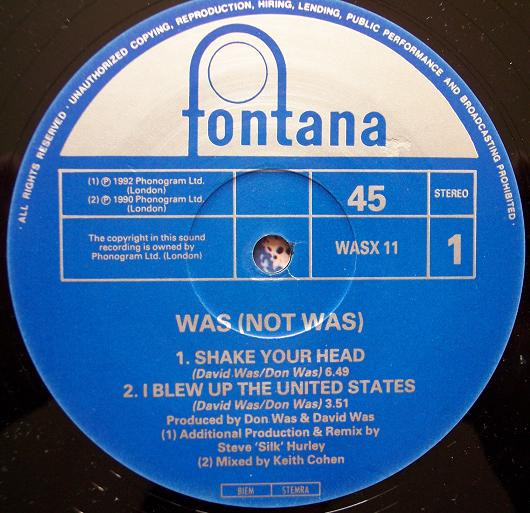 Was (Not Was) - Shake Your Head | Fontana (WASX 11) - 3
