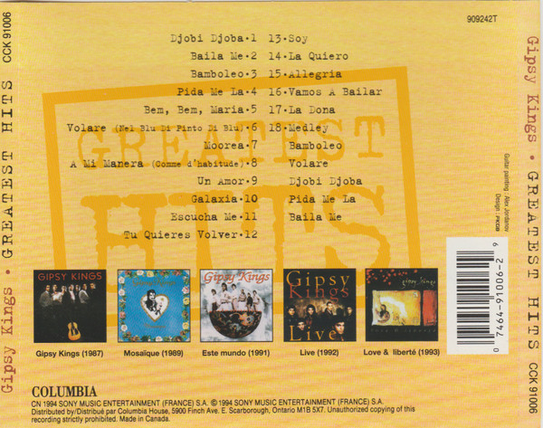 Gipsy Kings - Greatest Hits | Columbia (CCK 91006) - 2 Gipsy Kings - Greatest Hits | Columbia (CCK 91006) - 2