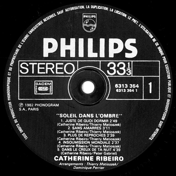 Catherine Ribeiro - Soleil Dans L'Ombre | Philips (6313 354) - 3