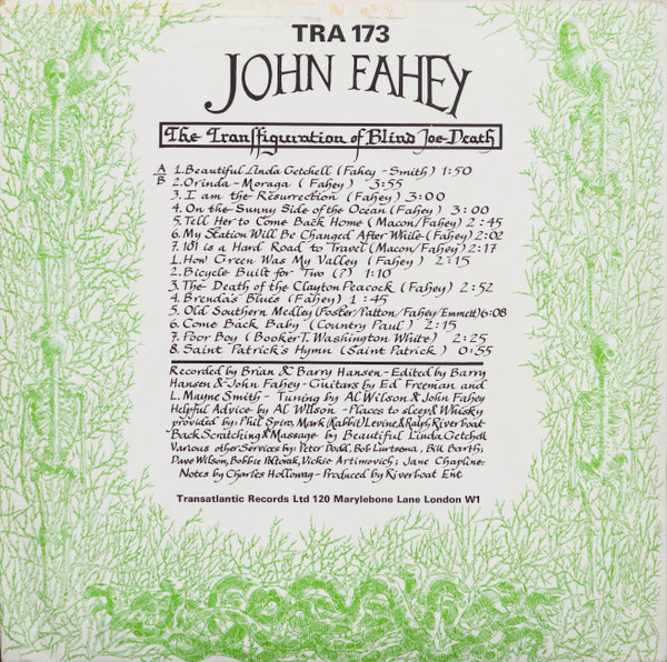 John Fahey - The Transfiguration Of Blind Joe Death | Transatlantic Records (TRA 173) - 2