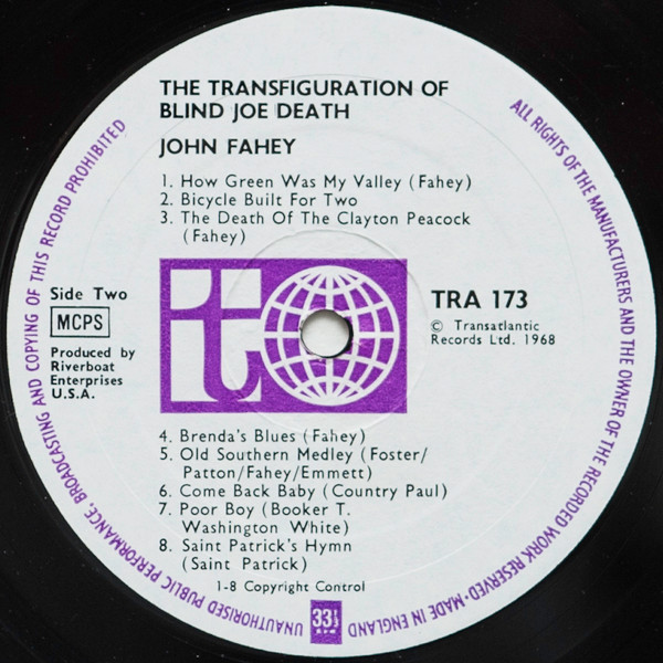 John Fahey - The Transfiguration Of Blind Joe Death | Transatlantic Records (TRA 173) - 4