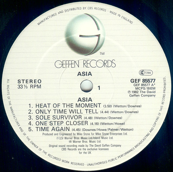Asia - Asia | Geffen Records (GEF 85577) - 4 Asia - Asia | Geffen Records (GEF 85577) - 4