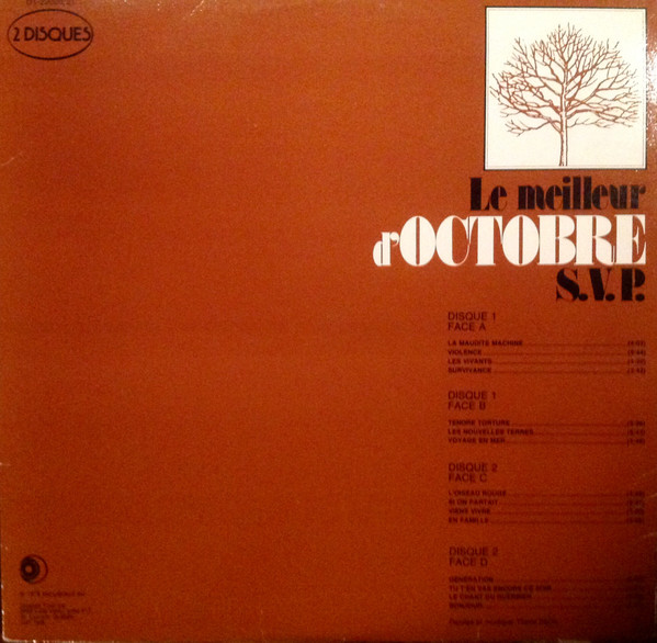 Octobre - Le Meilleur D'Octobre S.V.P. (2LP) [Vinyl] | Disques Total Inc. (DT-22020-/21) - 2