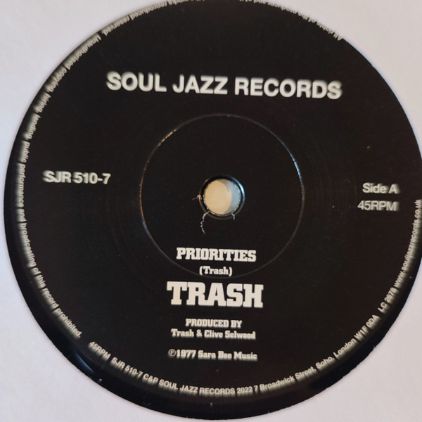 Trash - Priorities c/w Look | Soul Jazz Records (SJR 510-7) - 3