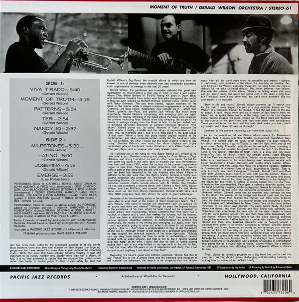 Gerald Wilson Orchestra - Moment Of Truth | Pacific Jazz (B0033487-01) - main