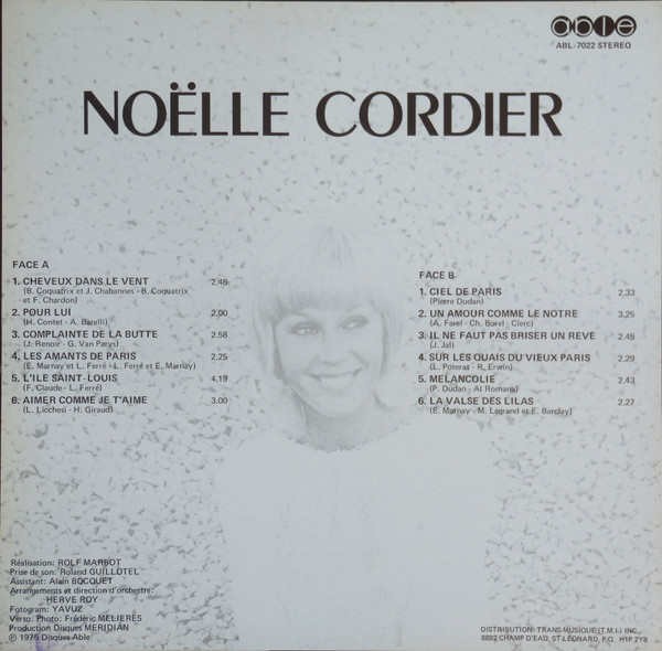Noëlle Cordier - Un Amour Comme Le Nôtre | Able (ABL 7022) - 2 Noëlle Cordier - Un Amour Comme Le Nôtre | Able (ABL 7022) - 2