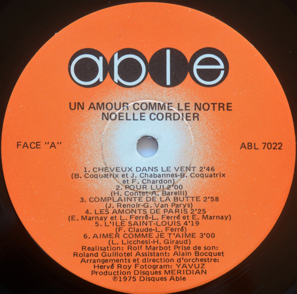 Noëlle Cordier - Un Amour Comme Le Nôtre | Able (ABL 7022) - 3 Noëlle Cordier - Un Amour Comme Le Nôtre | Able (ABL 7022) - 3