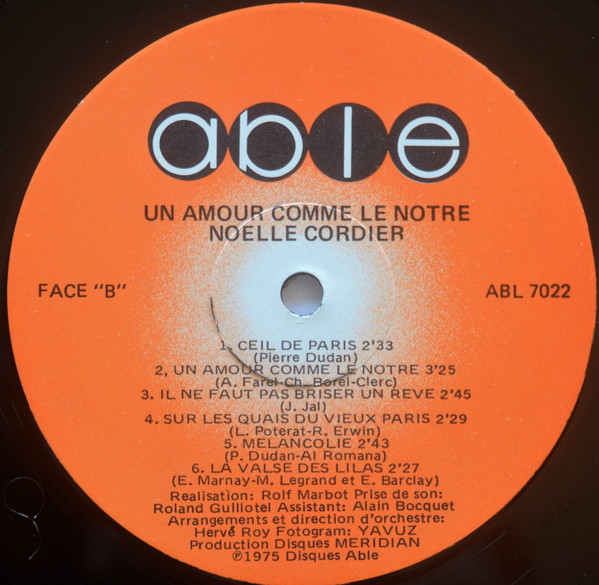 Noëlle Cordier - Un Amour Comme Le Nôtre | Able (ABL 7022) - 4 Noëlle Cordier - Un Amour Comme Le Nôtre | Able (ABL 7022) - 4
