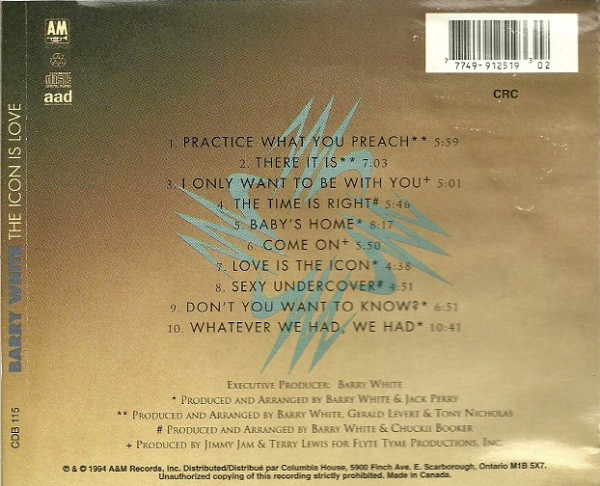 Barry White - The Icon Is Love | A&M Records (CDB 115) - 3 Barry White - The Icon Is Love | A&M Records (CDB 115) - 3