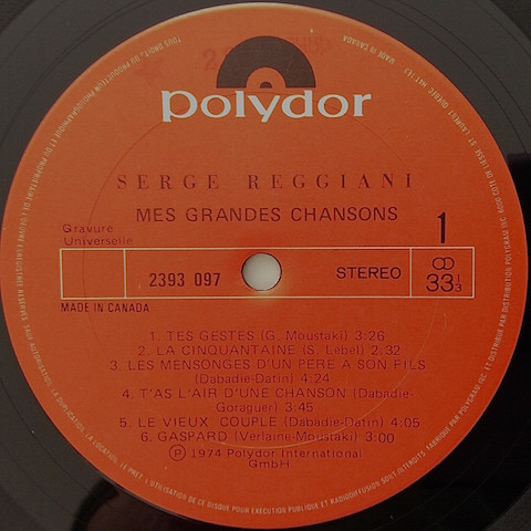 Serge Reggiani - Mes Grandes Chansons [Vinyl] | Polydor (2393 097) - 3