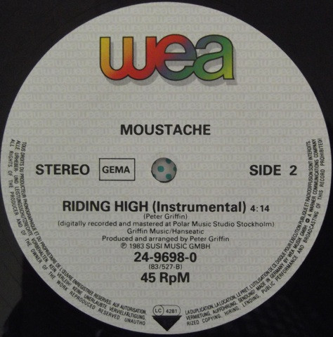 Moustache - Riding High | WEA (24-9698-0) - 4