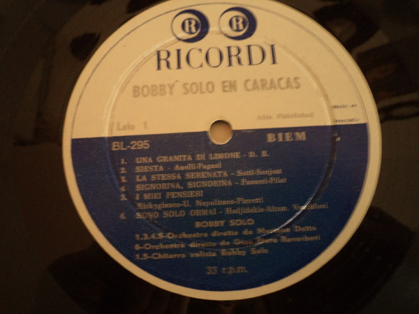 Bobby Solo - Bobby Solo En Caracas | Ricordi (BL-295) - main