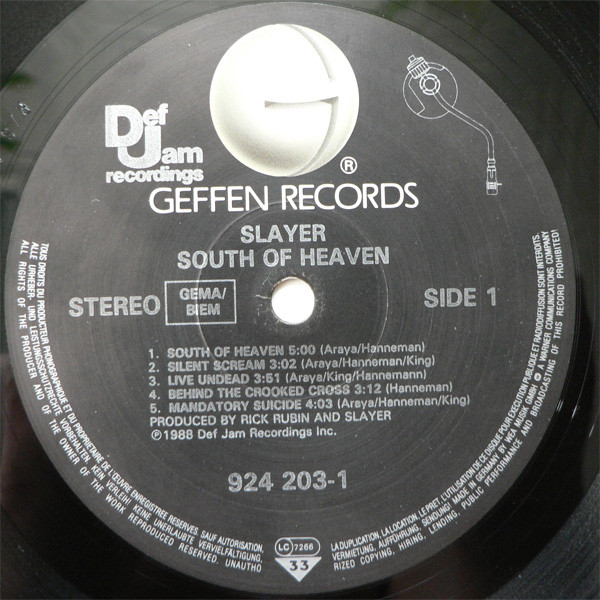 Slayer - South Of Heaven | Geffen Records (924 203-1) - 3 Slayer - South Of Heaven | Geffen Records (924 203-1) - 3